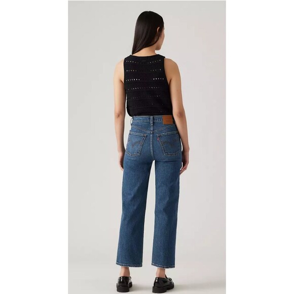 Levi's Jeans Women's 27 On My Honor Blue Denim Ribcage Straight Ankle Button Fly - Picture 2 of 16